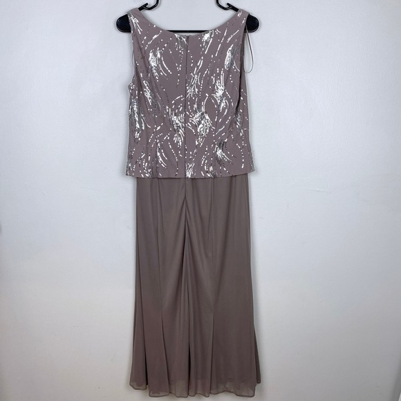 Alex Evenings Sequin A-Line Midi Dress Light Purple Chiffon Formal Overlay 10 - Picture 7 of 12